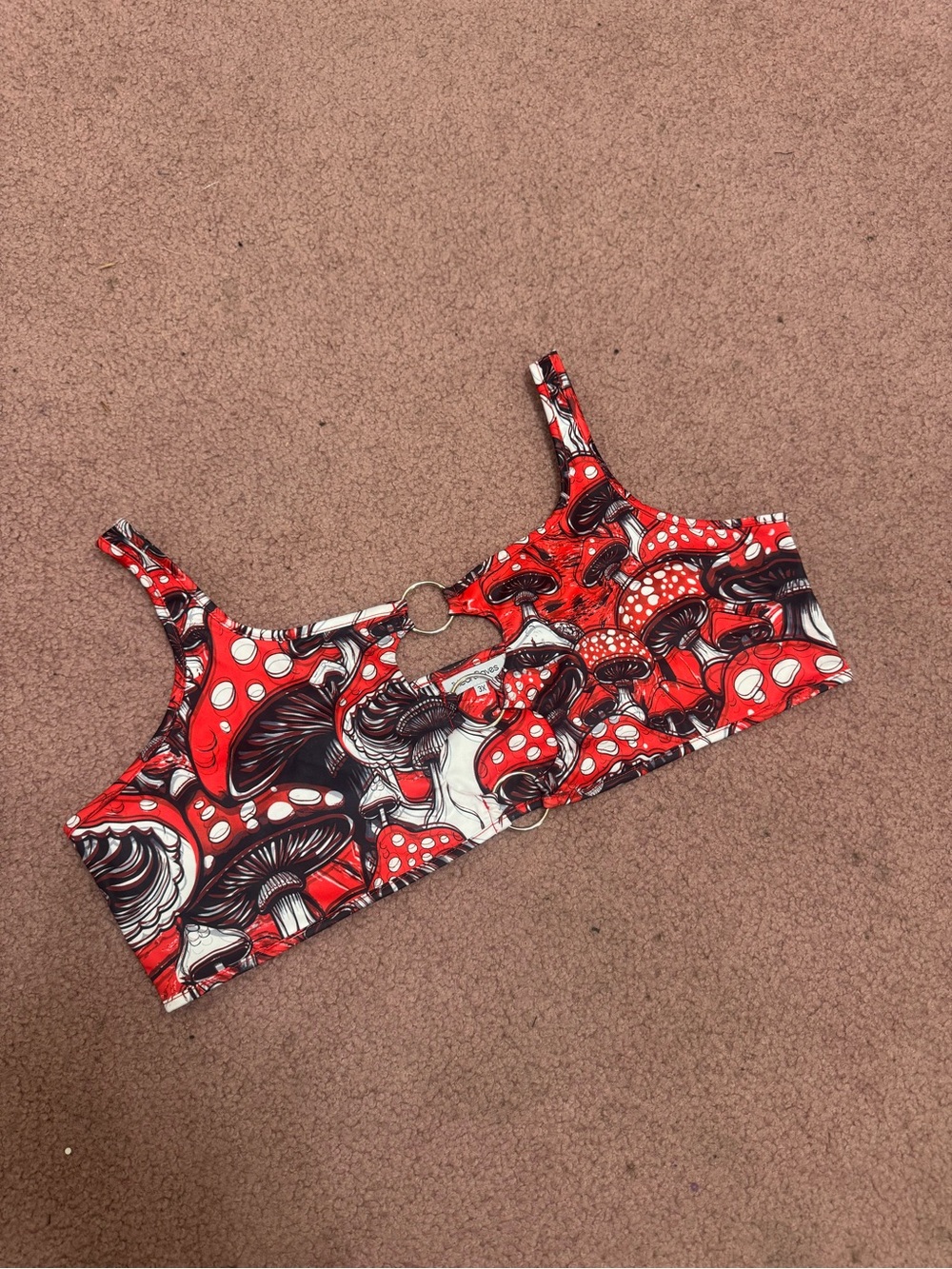 New 3xl red mushroom crop top festival rave raver outfit boho hippie blouse